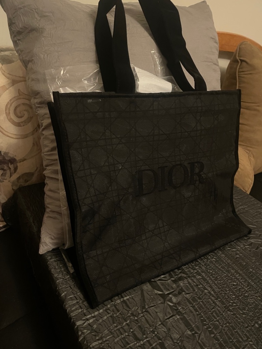 Dior Black Monogram Mesh Tote - Picture 4 of 17